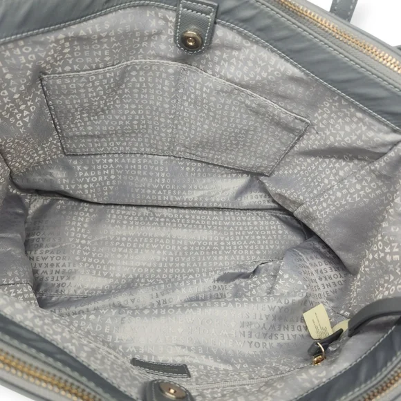 Kate Spade Wilson Road Talya Grey Nylon Dual Leather Handles Large Tote Bag - Picture 8 of 15